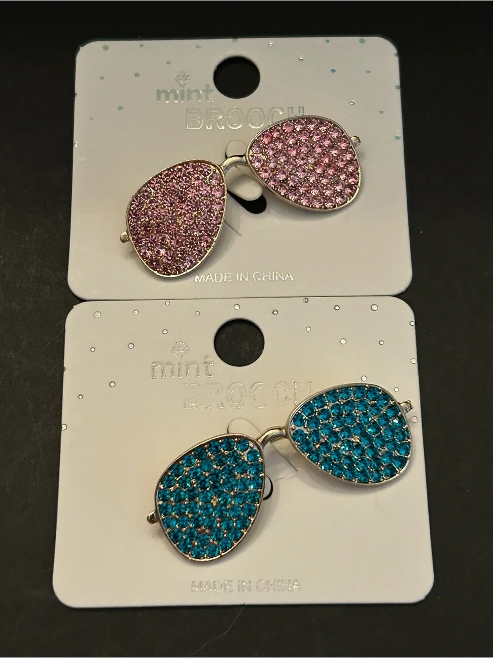 Mint Sparkling Rhinestone Sunglasses Brooche in Assorted Colors NWT